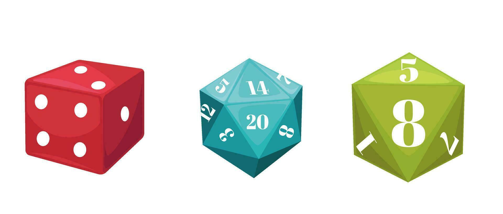 Gaming cubes for playing games, rpg and board vector