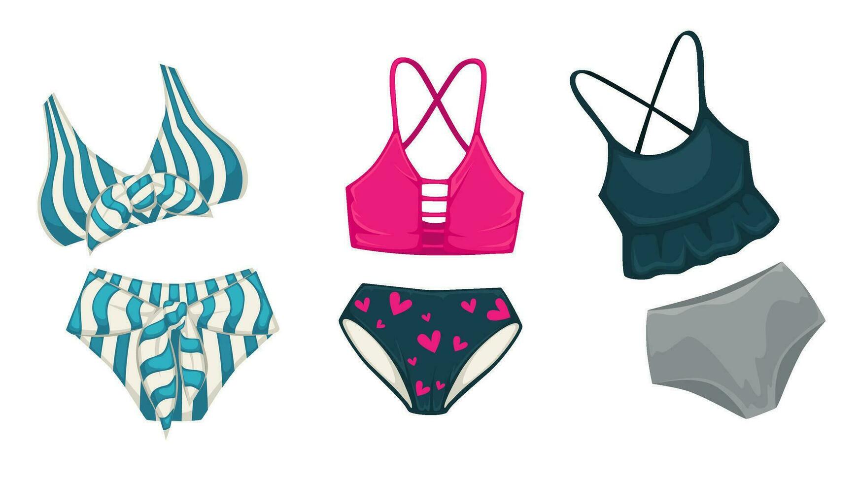 Summer accessories and clothes, swimsuits wear vector