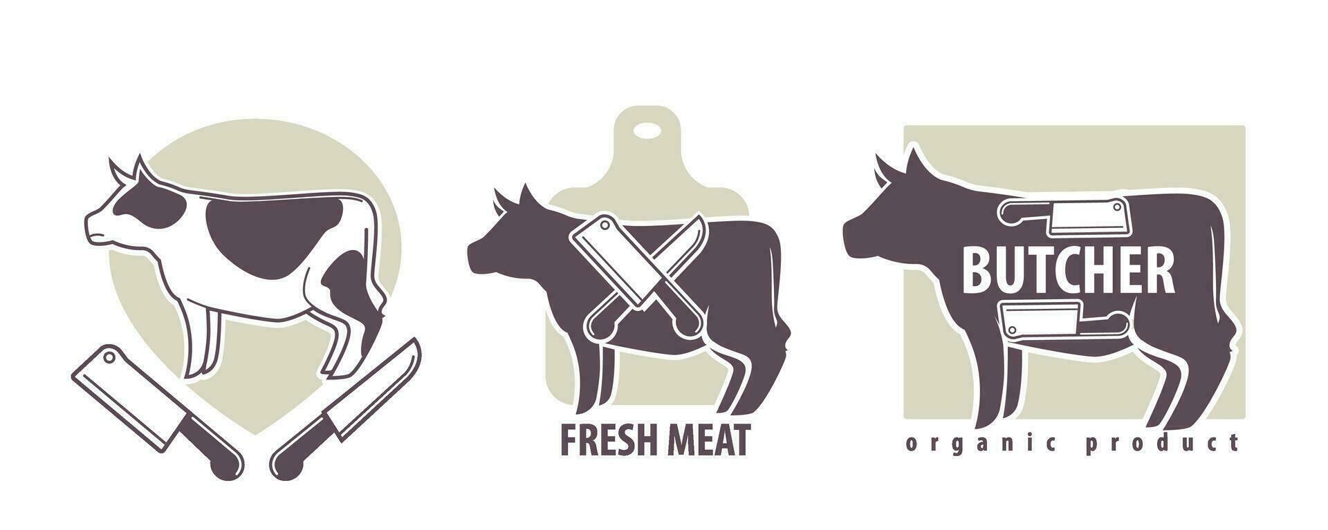 Fresh meat, butchery department product, beef vector