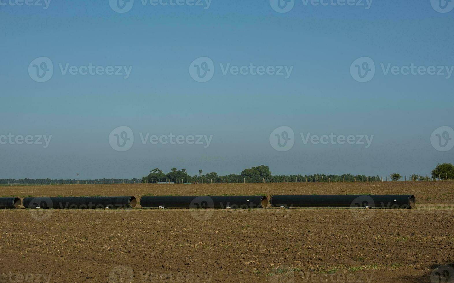 Gas pipeline construction, La Pampa province , Patagonia, Argentina. photo