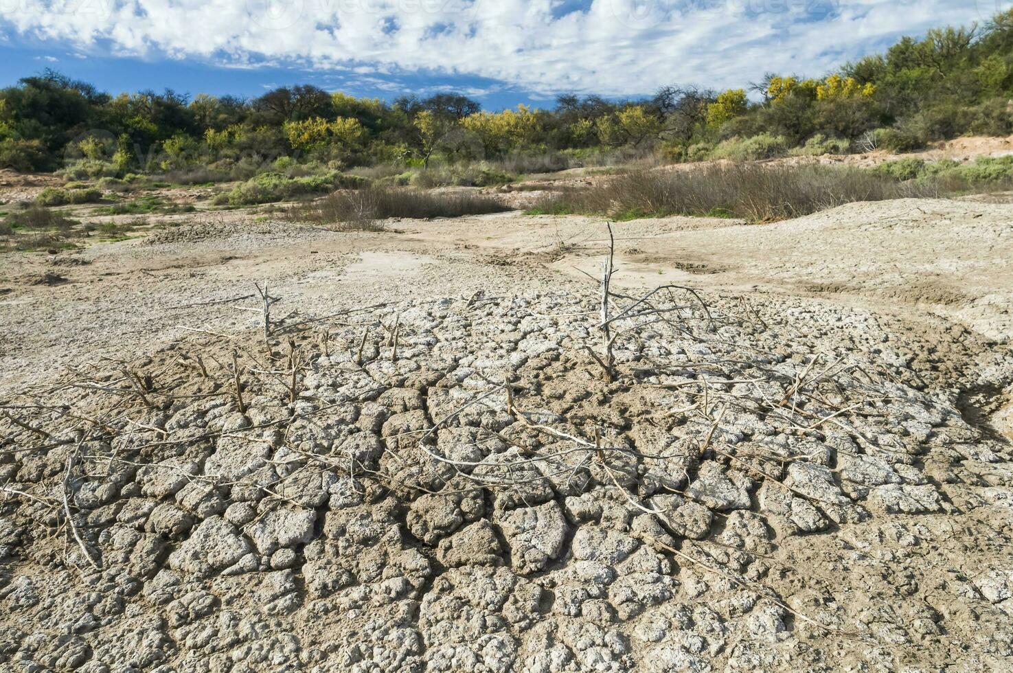 Broken dry soil in a Pampas lagoon, La Pampa province, Patagonia, Argentina. photo