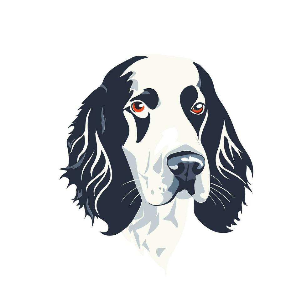 English Springer Spaniel, dog head, vector illustration
