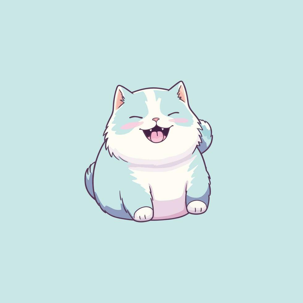 A fat cat is sitting and smiling vector