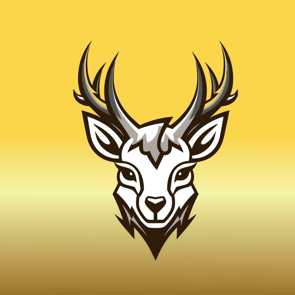 Deer face cartoon on yellow background vector