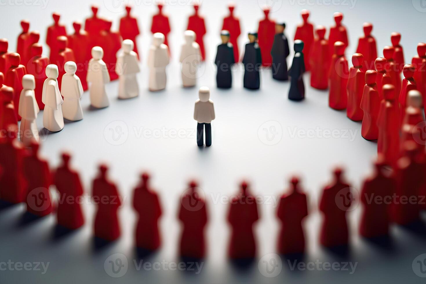 illustration of HR manager or human resources. Leader stands out from crowd. photo