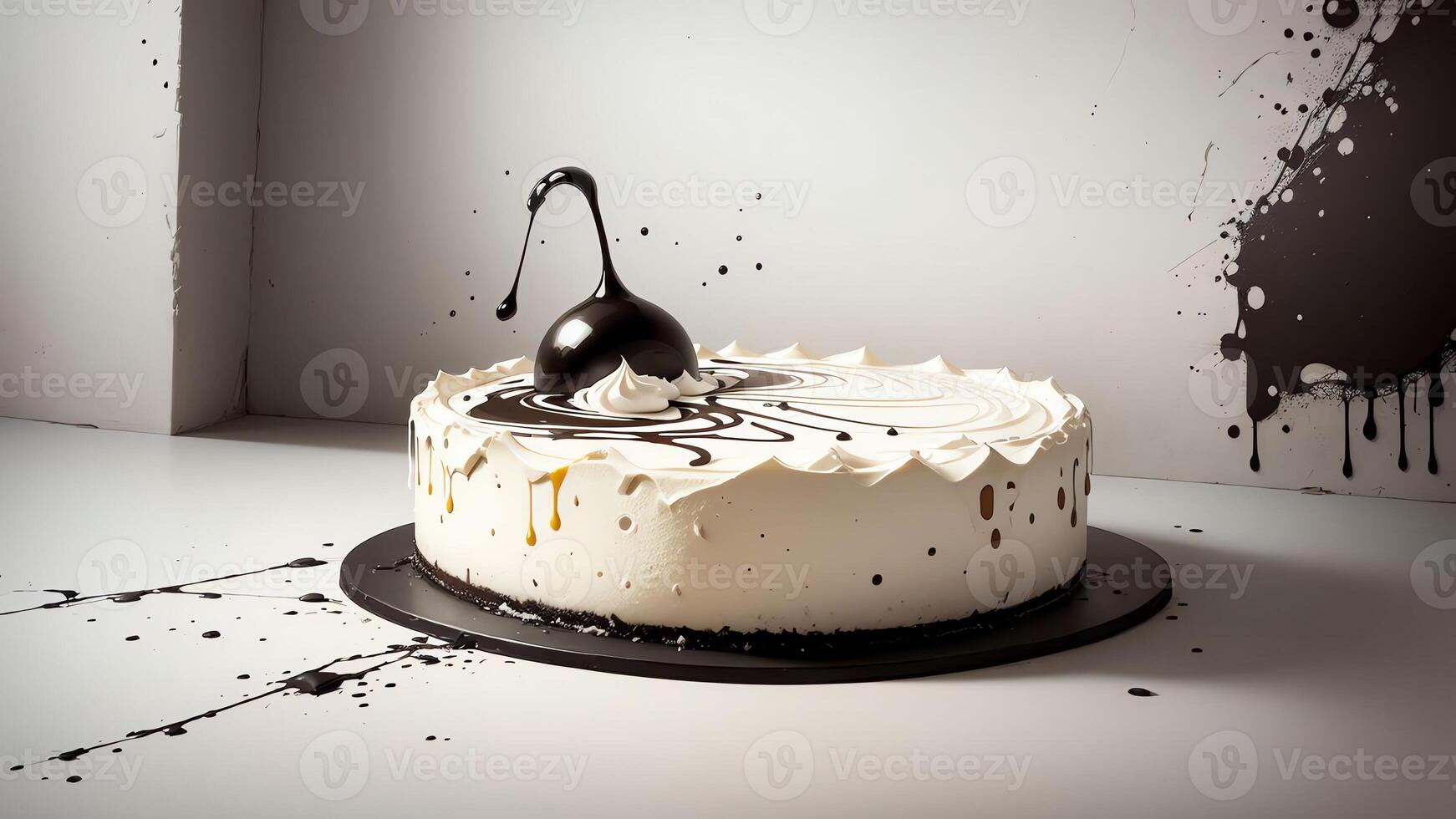 Sour Cream Splendor A Modern Abstract Spray Art Celebration for National Cheesecake Day. . photo