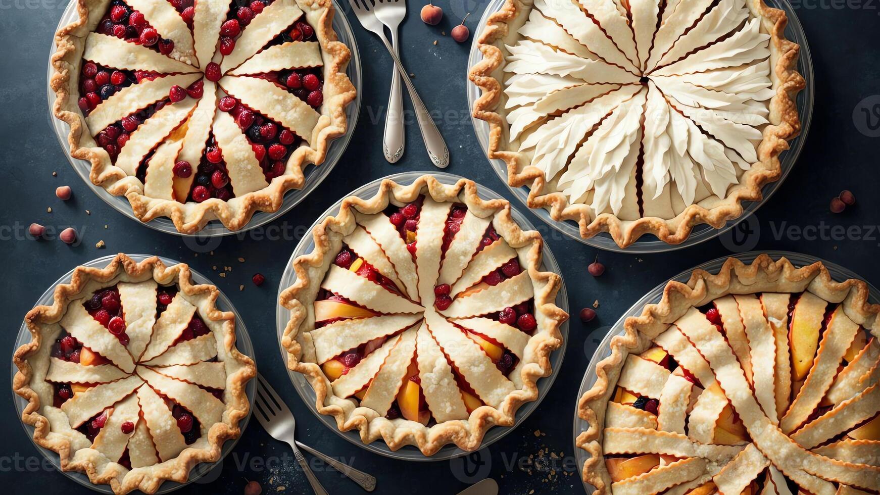 Geometric Elegance Slicing Sweetness on National Peach Pie Day with Art Mastery. . photo