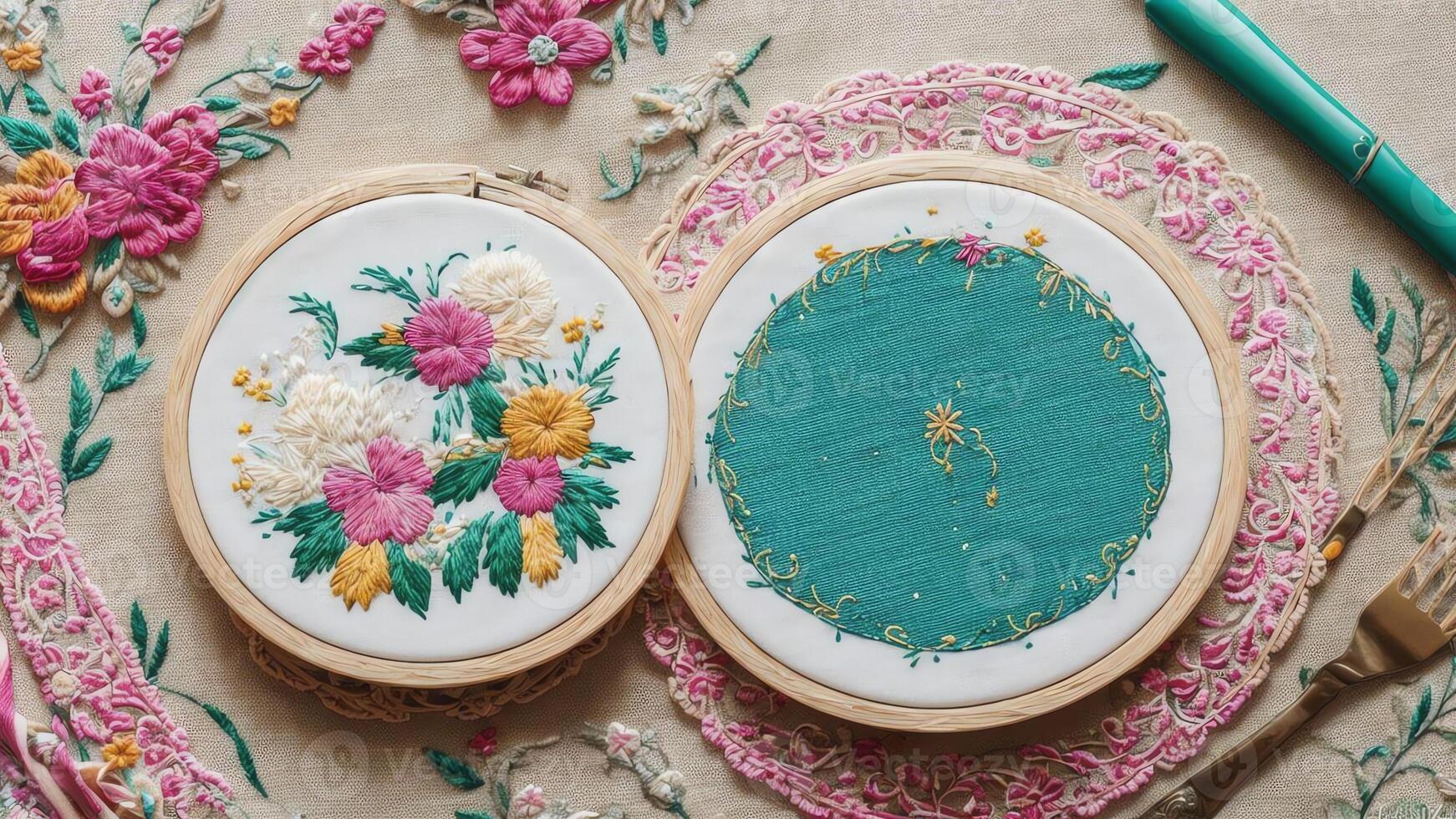 Threaded Delicacy Coconut Flakes in a National Ice Cream Sandwich Day Embroidery. AI Generated. photo