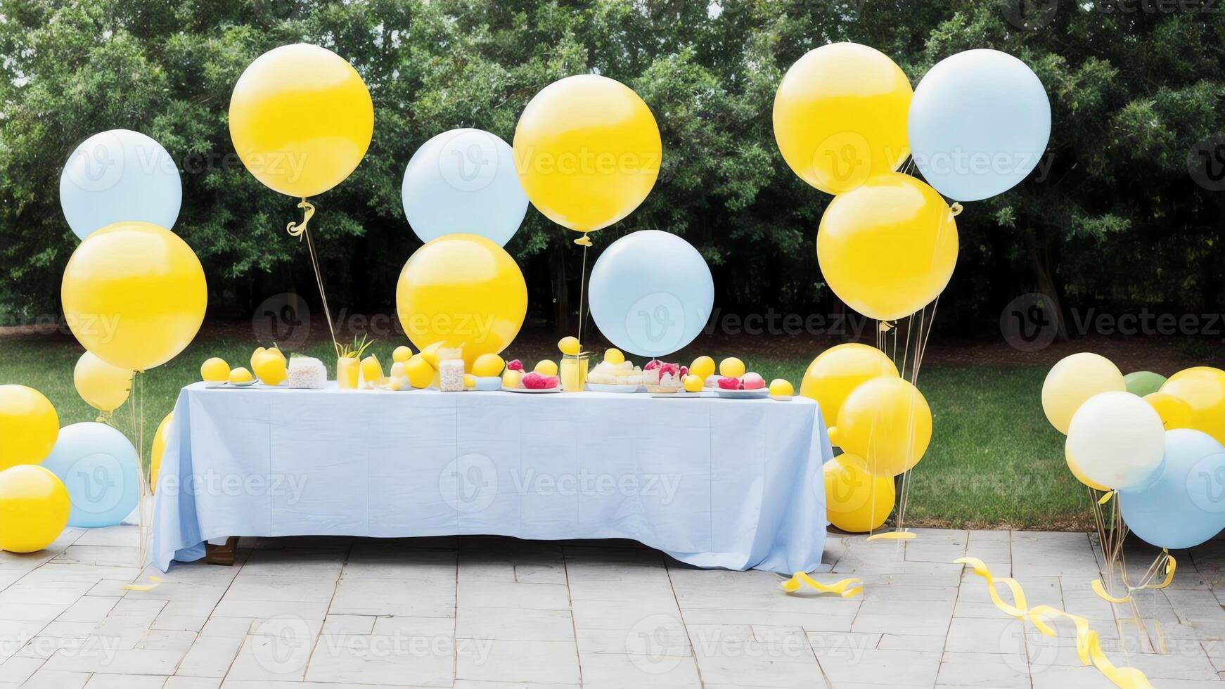 Lemonade Extravaganza Festive Balloons for National Lemonade Day. . photo
