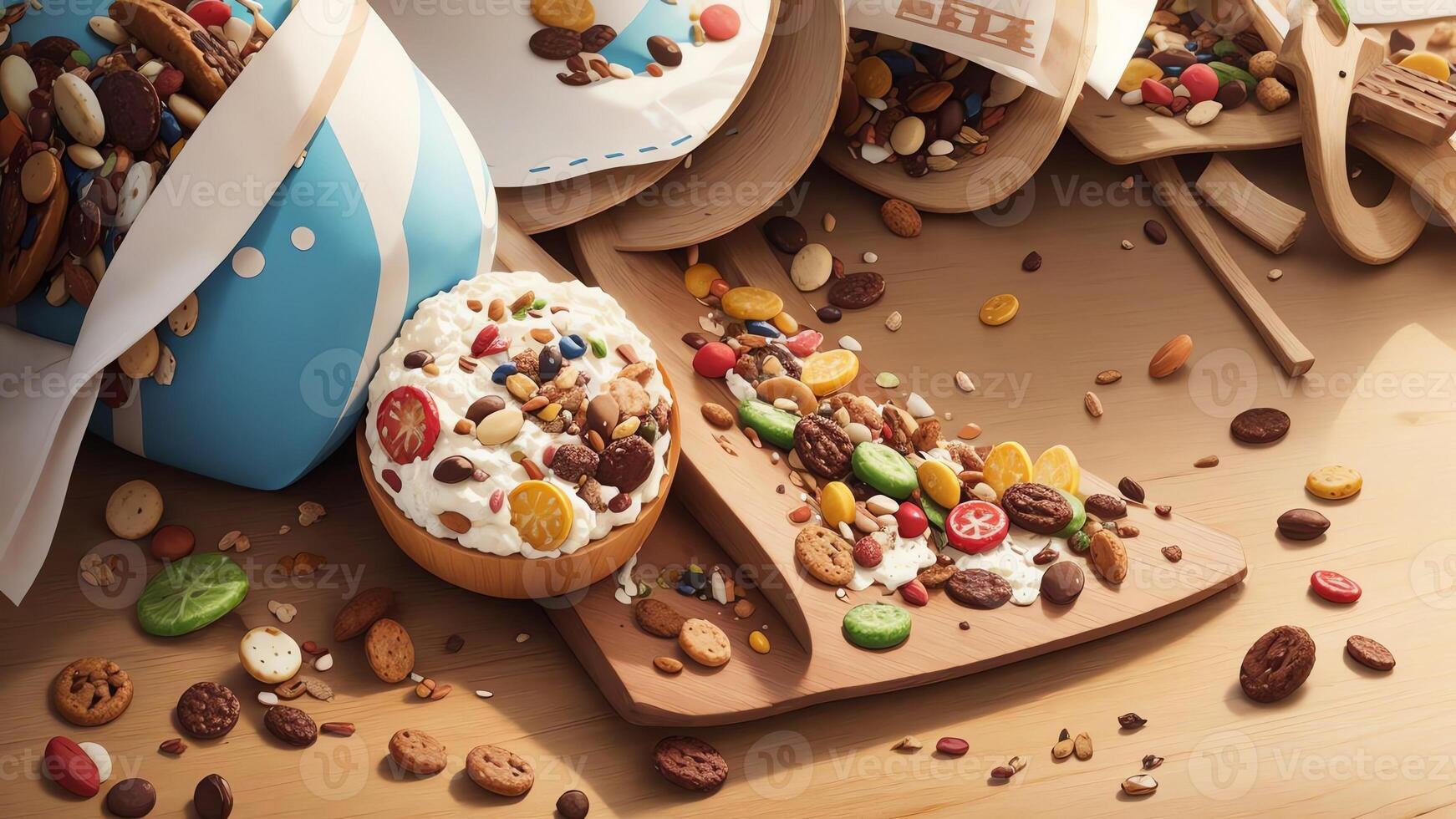 Taste of Adventure Celebrating National Trail Mix Day with an Illustrated Trail Mix Sampler. . photo