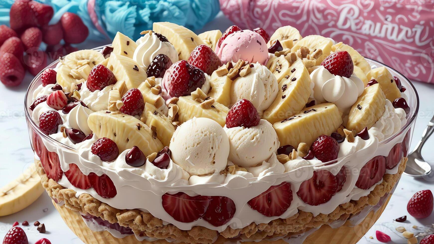 Threaded Delights A National Banana Split Day Celebration in Embroidery. . photo
