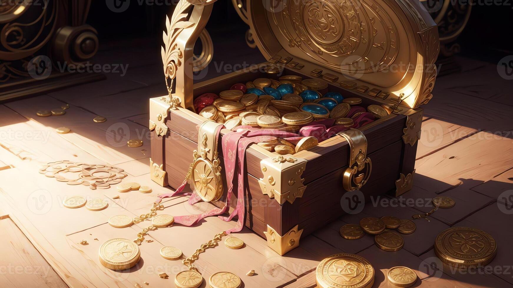 The Glittering Bounty A Pirate s Treasure Chest. AI Generated. photo