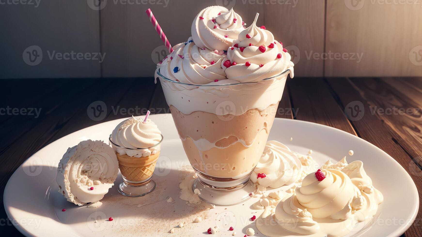 Creamy and Delicious Milkshake for National Ice Cream Day. . photo