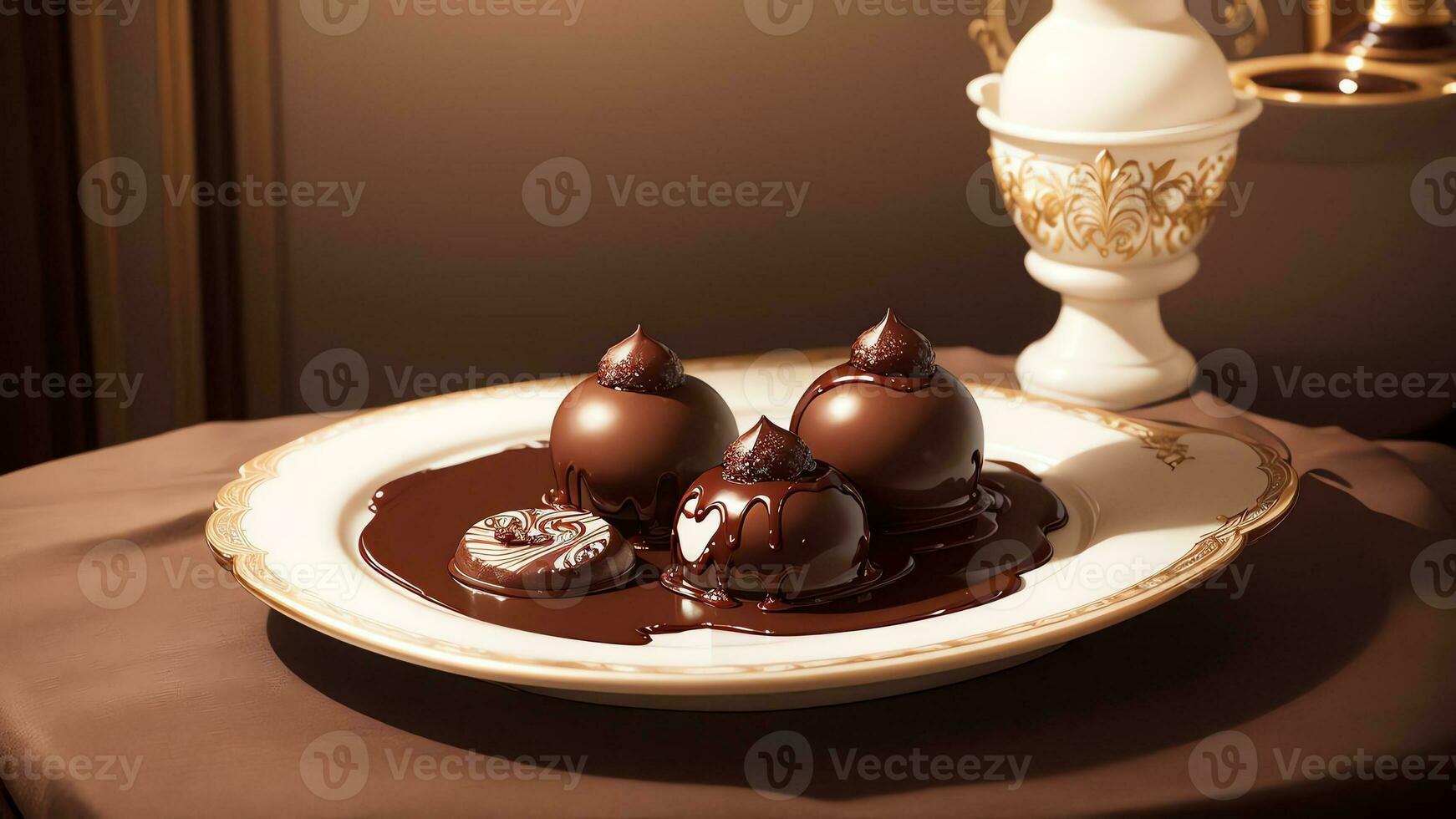 Luxurious Chocolate Covered Dates for World Chocolate Day. AI Generated. photo