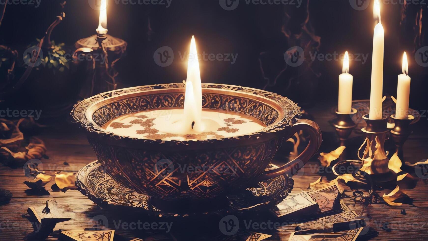 Tarot Magic and Witch s Brew. . photo