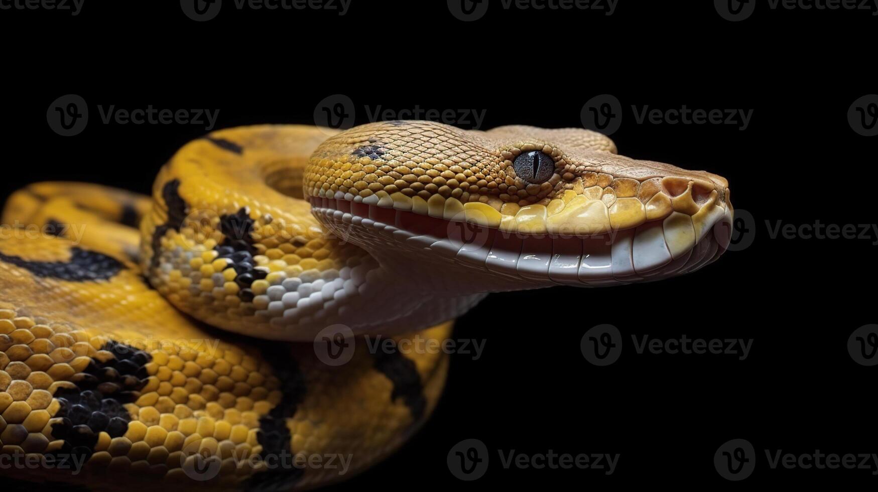 yellow python wrapped around a curved branch. Generative AI 26202717 ...