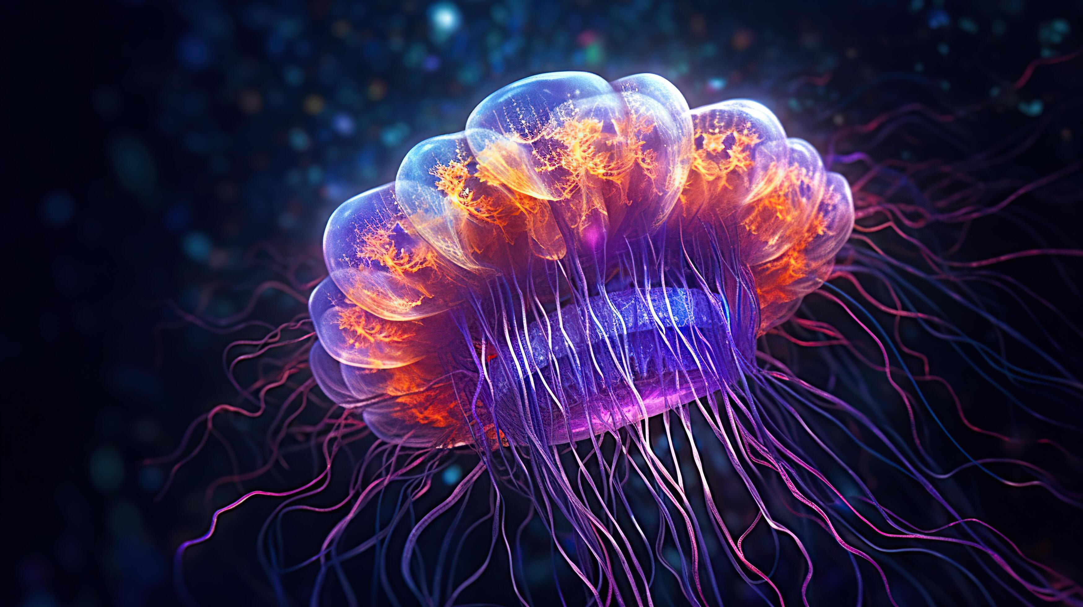 Jellyfish glowing in ocean, Generative AI 26202995 Stock Photo at Vecteezy