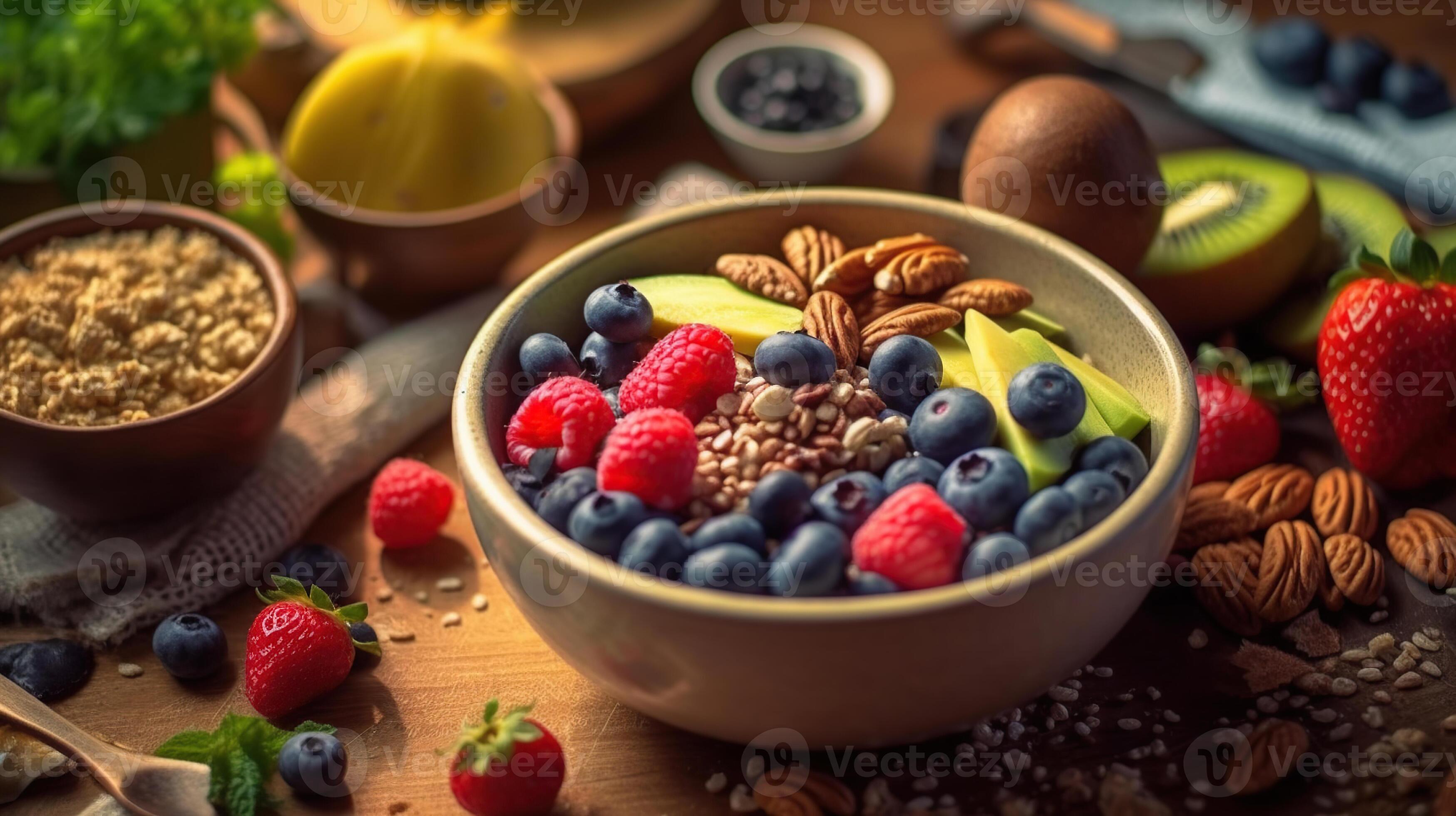 Super food fruit and nuts healthy bowl Generative AI 26206410 Stock
