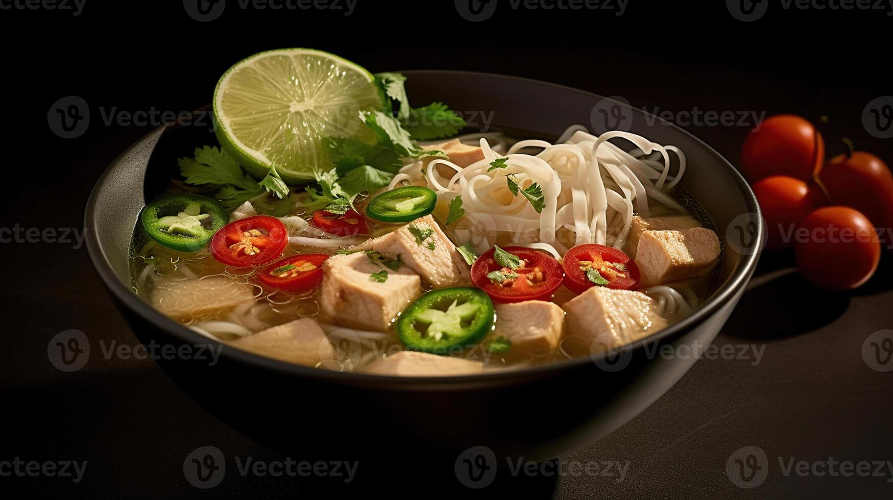 Tofu and chicken bowl with noodles Generative AI 26206504 Stock Photo