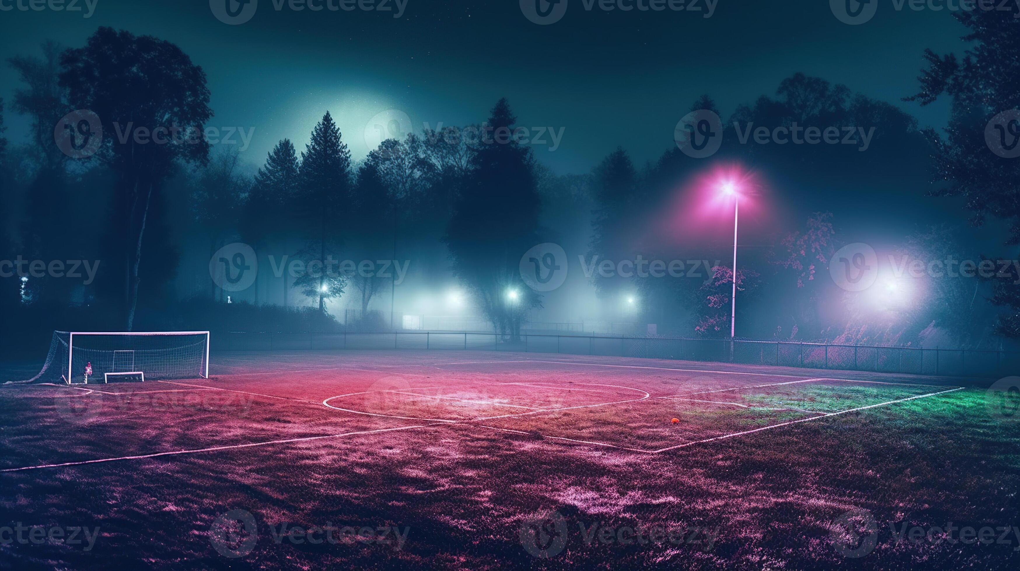 textured soccer game field with neon fog Generative AI 26207092 Stock