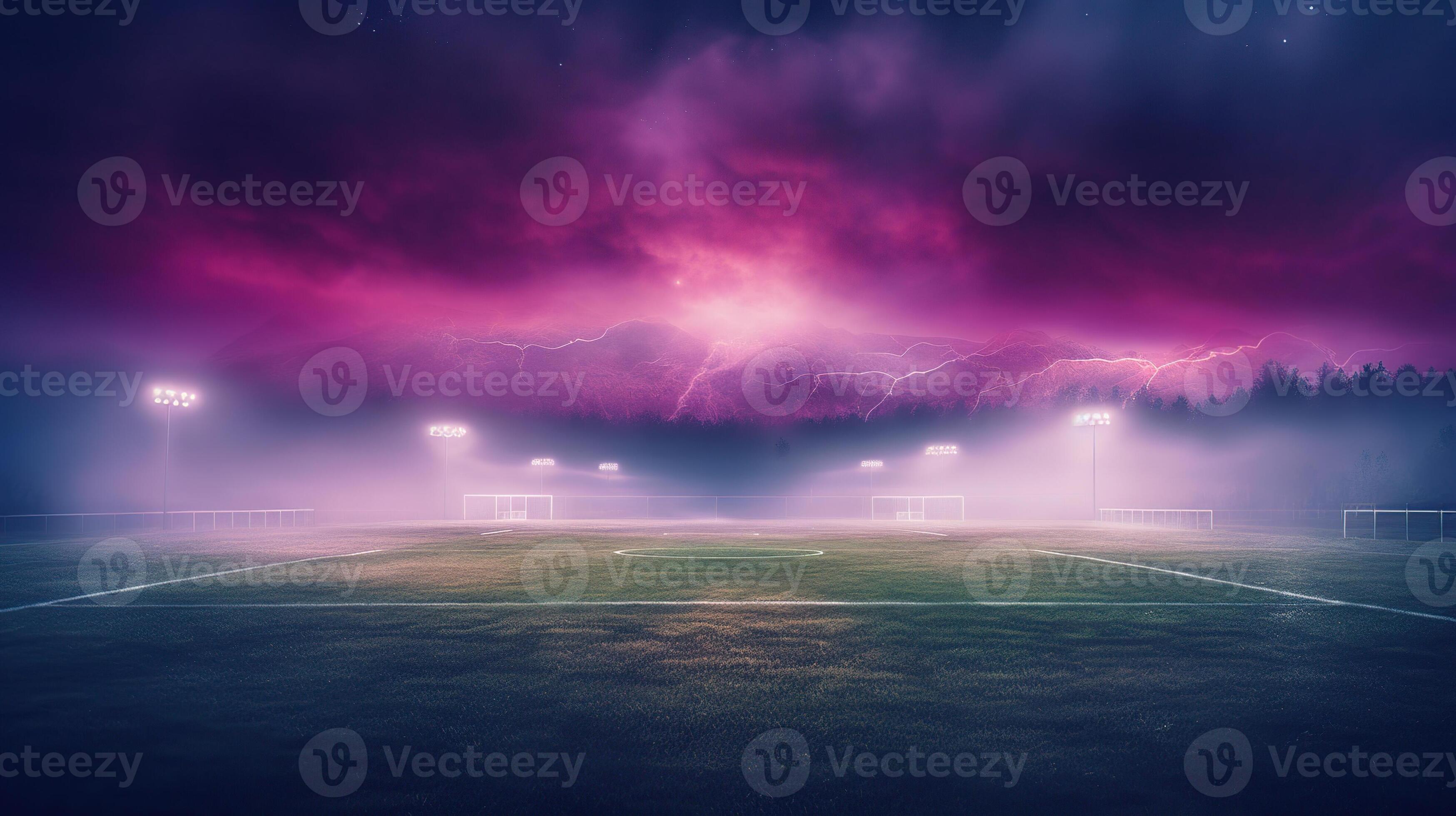 textured soccer game field with neon fog Generative AI 26207137 Stock