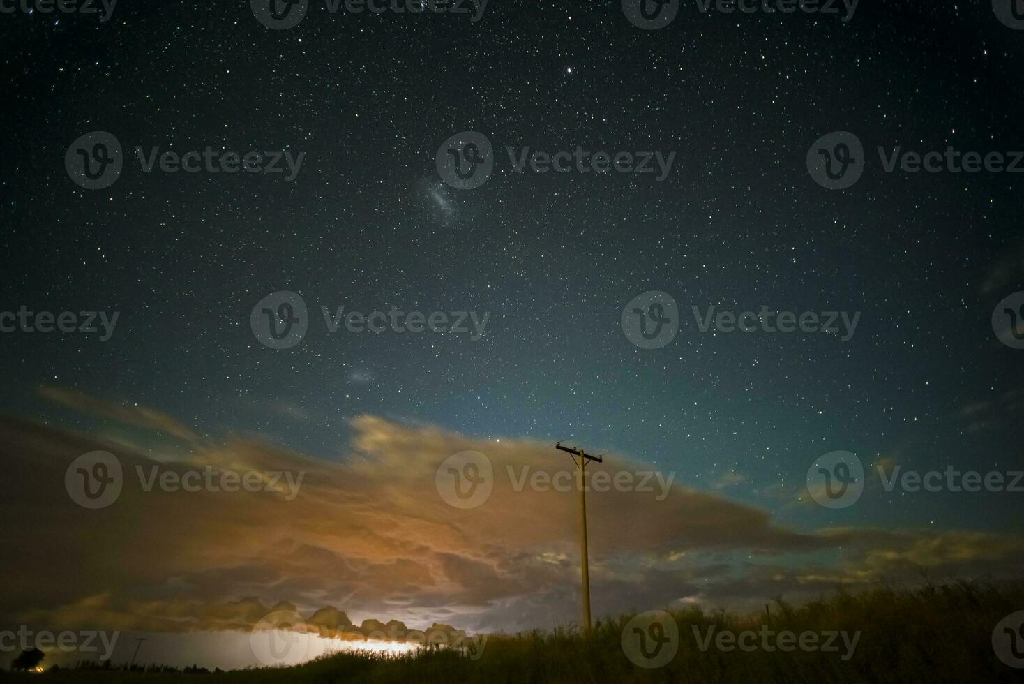 Route sign in Pampas Night Landscape, La pampa Province, Patagonia , Argentina. photo