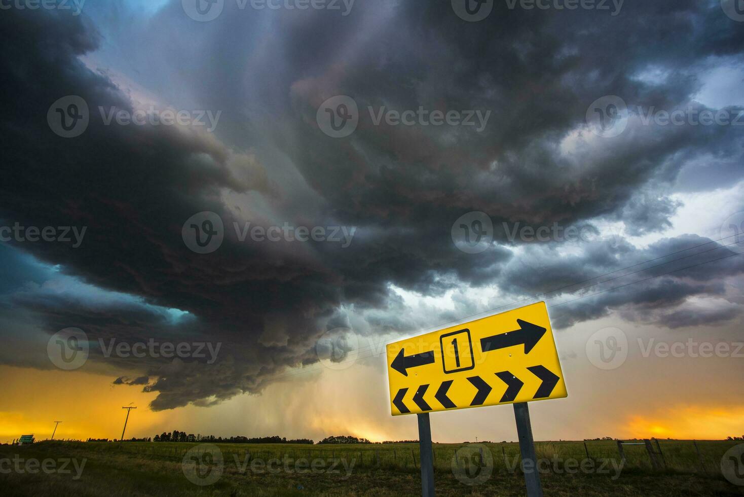 Stormy Pampas landscape,La Pampa province, Argentina. photo