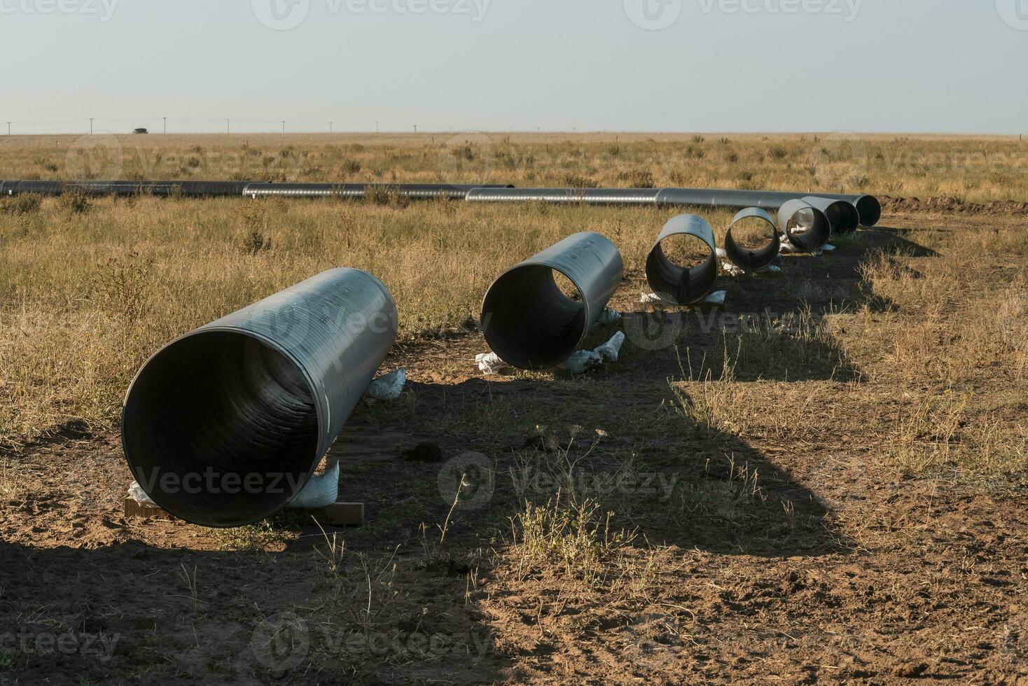 Gas pipeline construction, La Pampa province , Patagonia, Argentina. photo