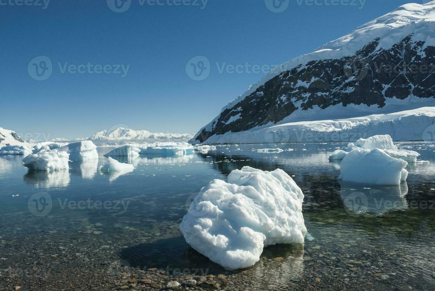 Piece of ice stranded on the beach in Neko Harbour,Antarctica. photo
