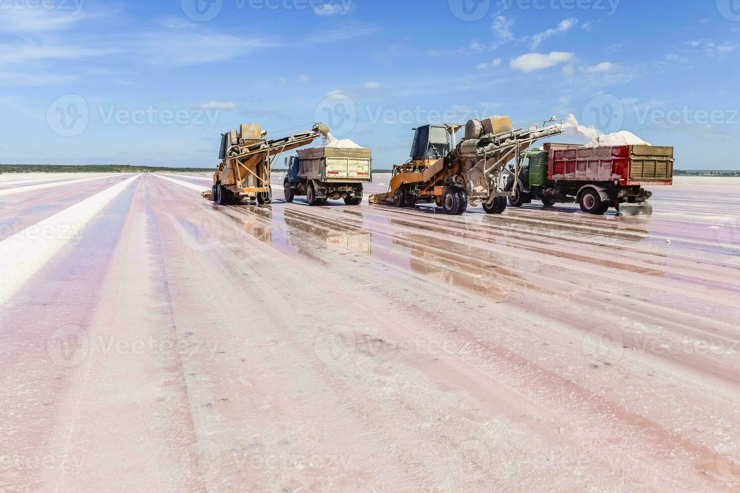 Harvest of mineral salt in La Pampa, Argentina photo