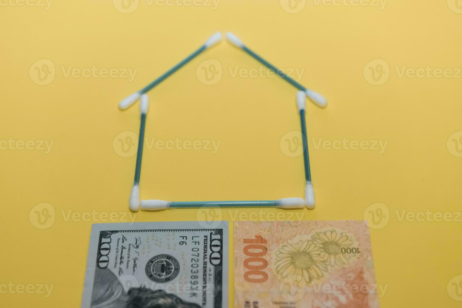 Buy a house, saving concept in dollars photo