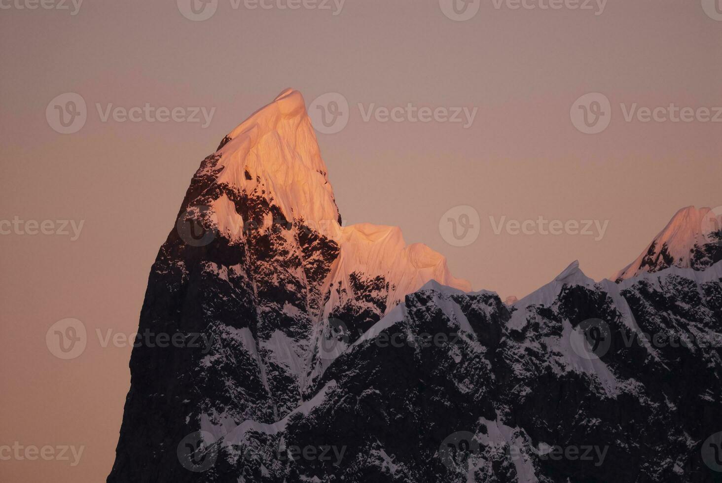 Lemaire strait coastal landscape, mountains and icebergs, Antarctic Peninsula, Antartica. photo