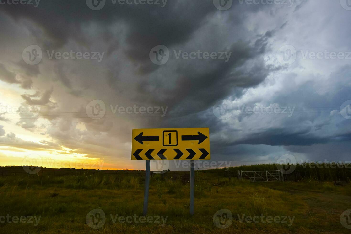 Stormy sky due to rain in the Argentine countryside, La Pampa province, Patagonia, Argentina. photo