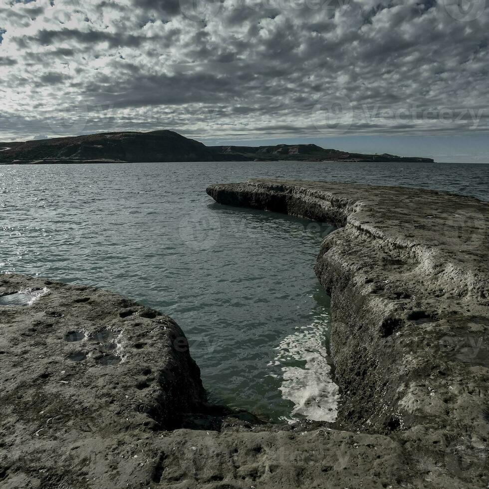 Coastal landscape with cliffs in Peninsula Valdes, World Heritage Site, Patagonia Argentina photo