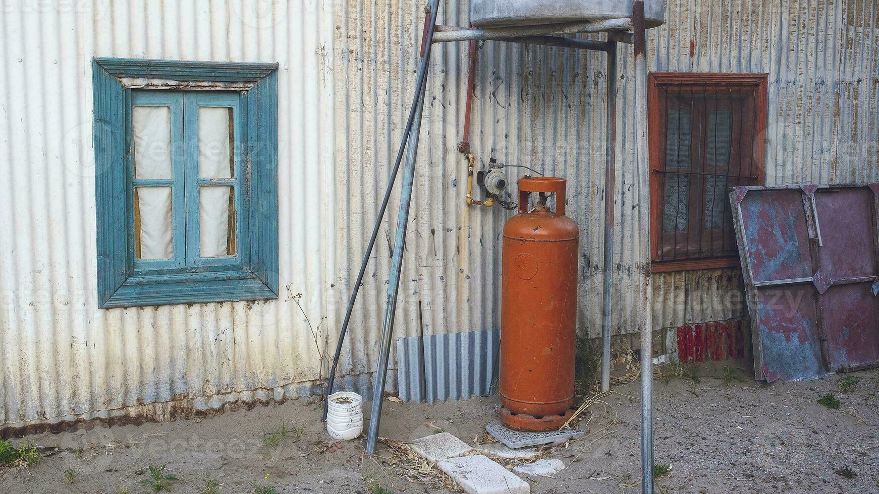 Picturesque typical construction in the town of Puerto Piramides, Peninsula Valdes, Chubut Province, Patagonia, Argentina. photo