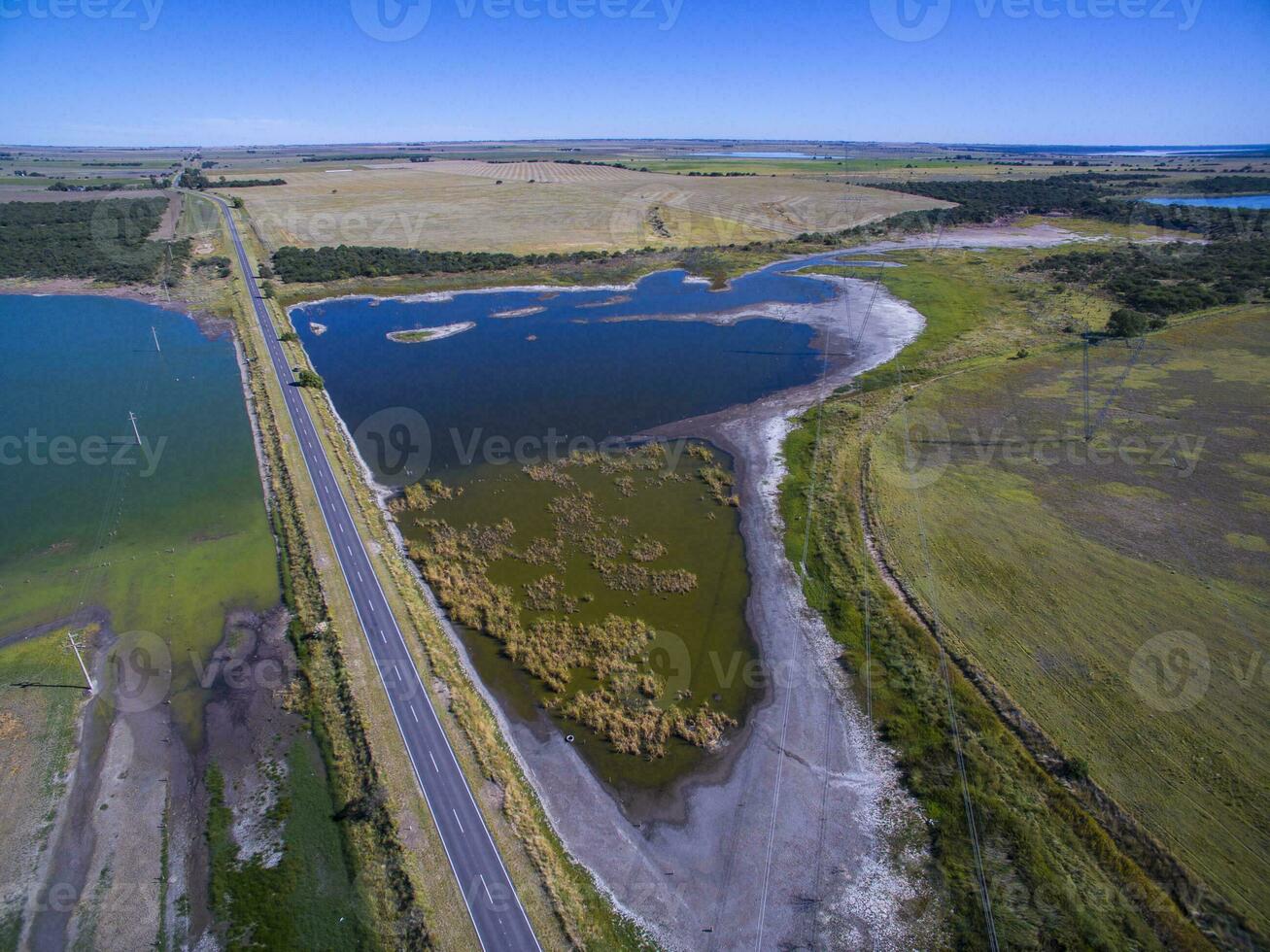 Pampas lagoon, aerial view, La Pampa Province, Patagonia , Argentina. photo