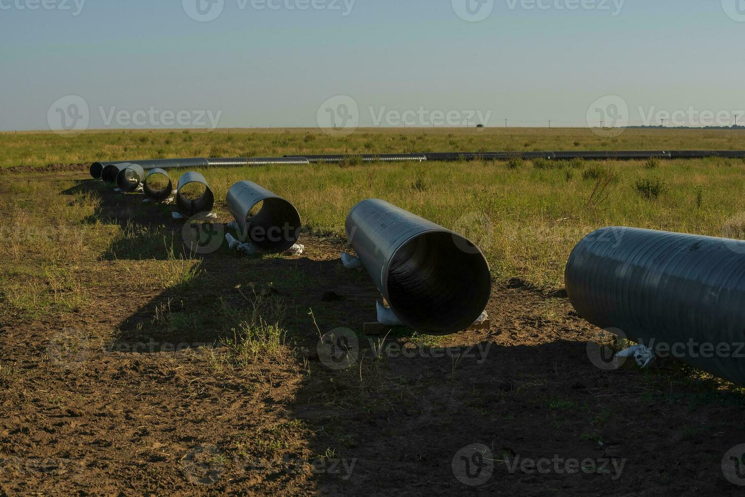 Gas pipeline construction, La Pampa province , Patagonia, Argentina. photo