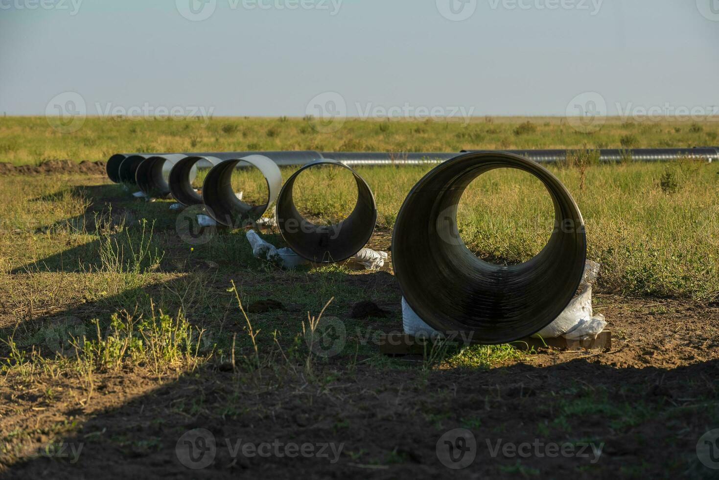 Gas pipeline construction, La Pampa province , Patagonia, Argentina. photo