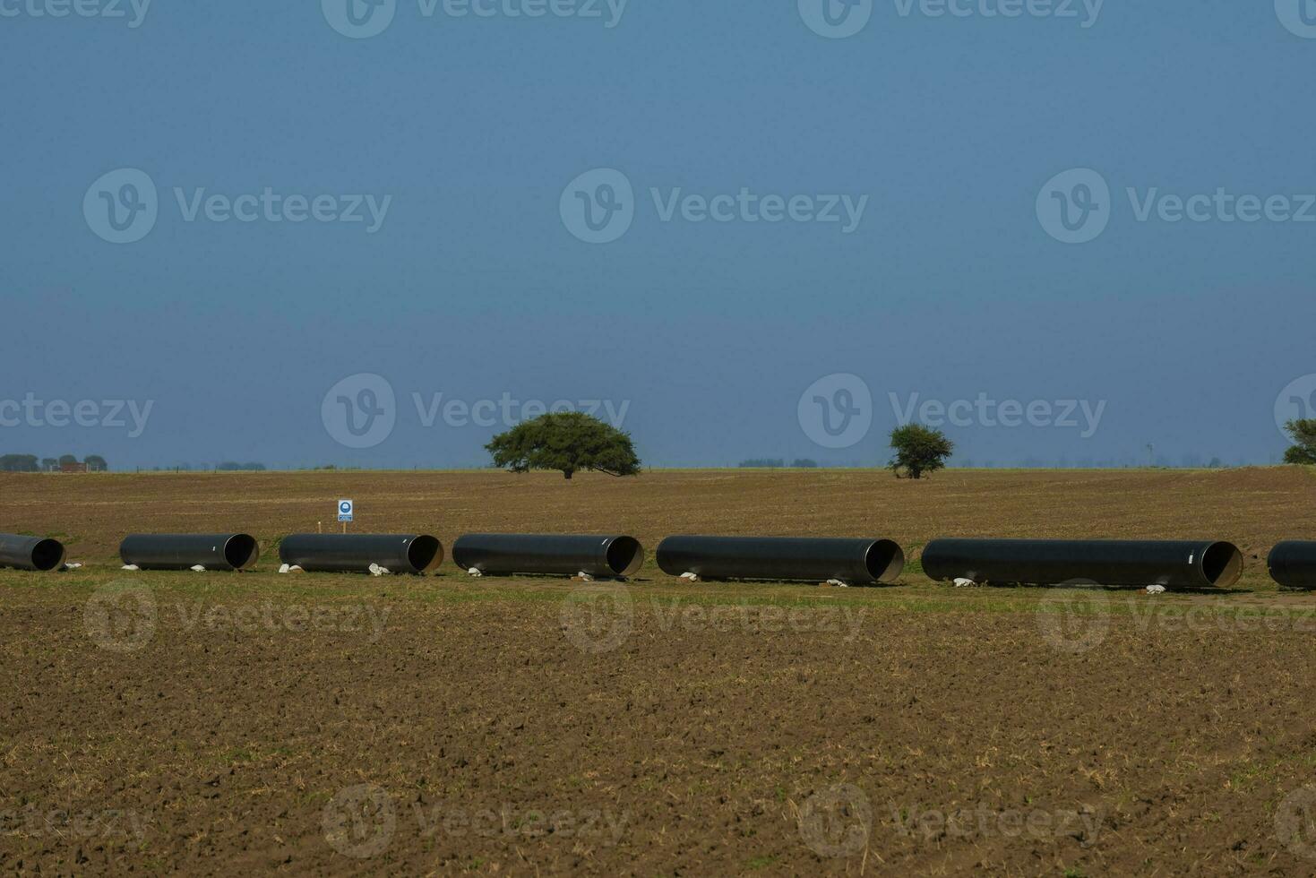 Gas pipeline construction, La Pampa province , Patagonia, Argentina. photo