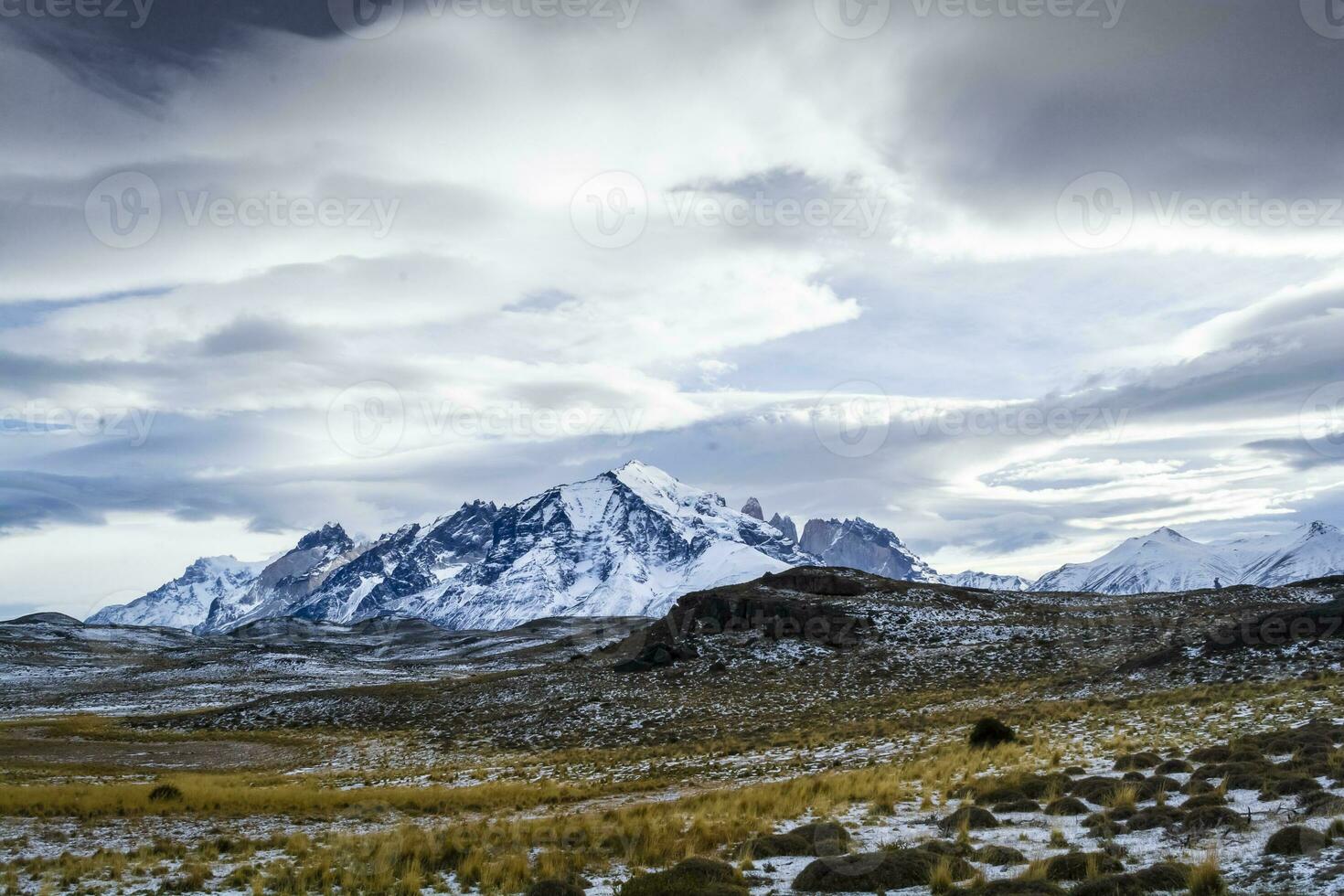 Mountain landscape environment, Torres del Paine National Park, Patagonia, Chile. photo