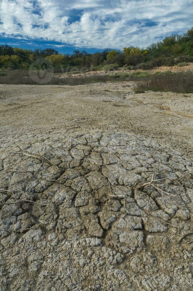 Broken dry soil in a Pampas lagoon, La Pampa province, Patagonia, Argentina. photo