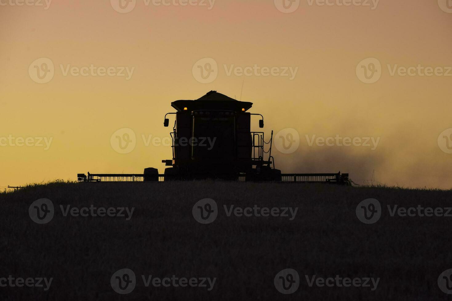 Harvester machine, harvesting in the Argentine countryside, Buenos Aires province, Argentina. photo
