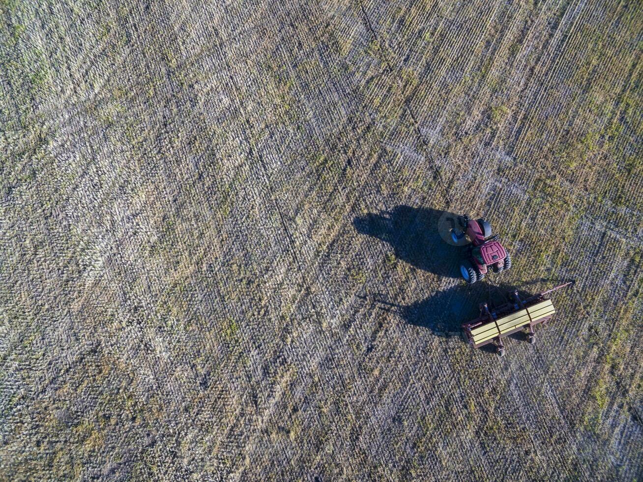 tractor y sembradora, directo siembra en el pampa, argentina foto