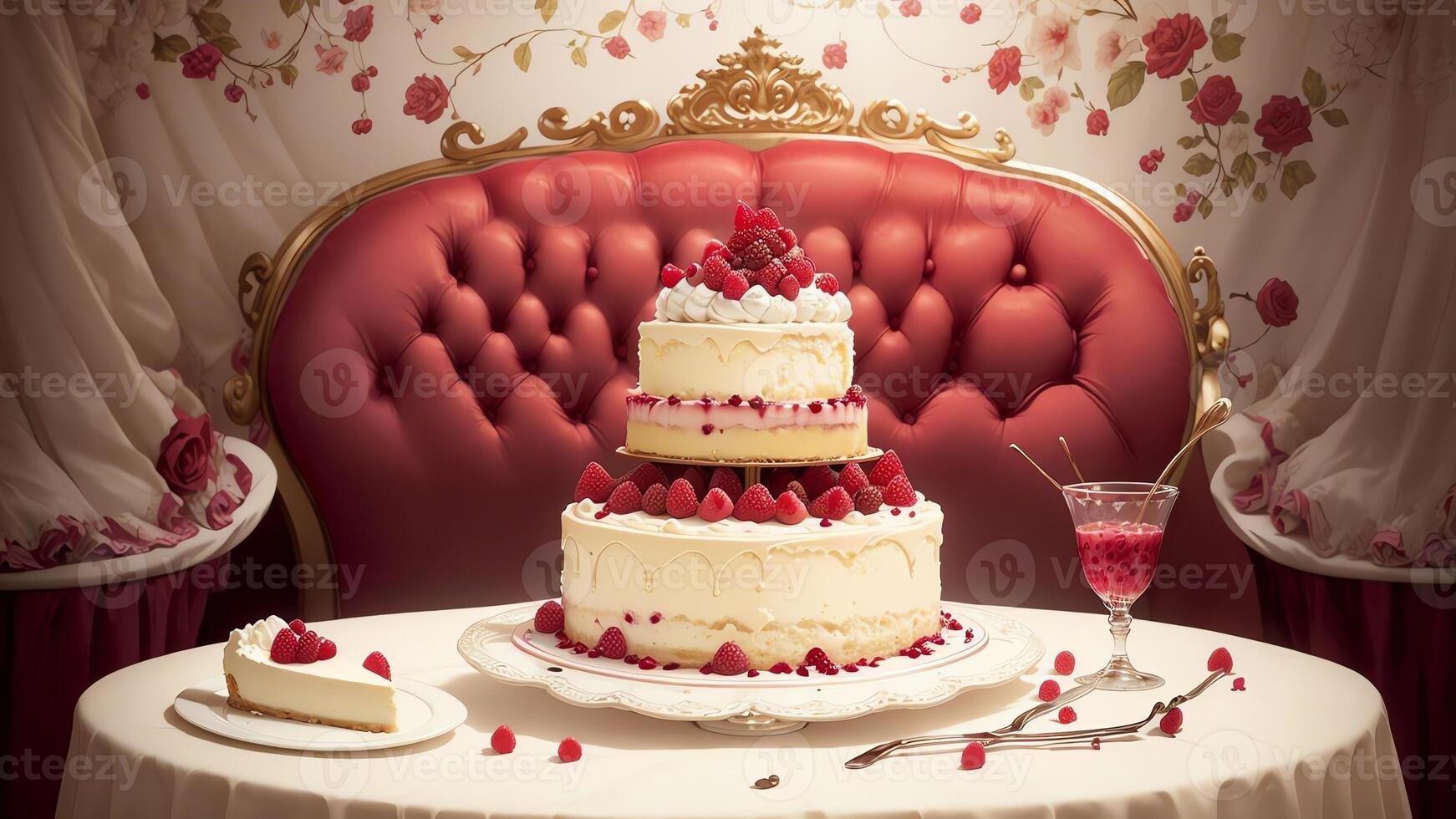 Whimsical Raspberry Cheesecake Delight. . photo