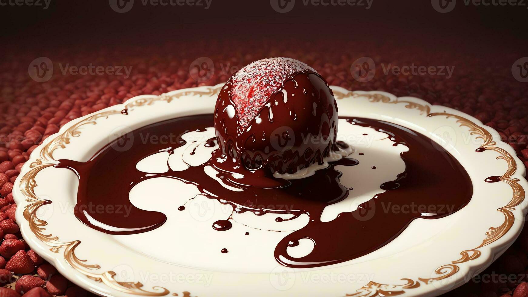 Decadent Delights Capturing the Essence of Chocolate Covered Strawberries. AI Generated. photo
