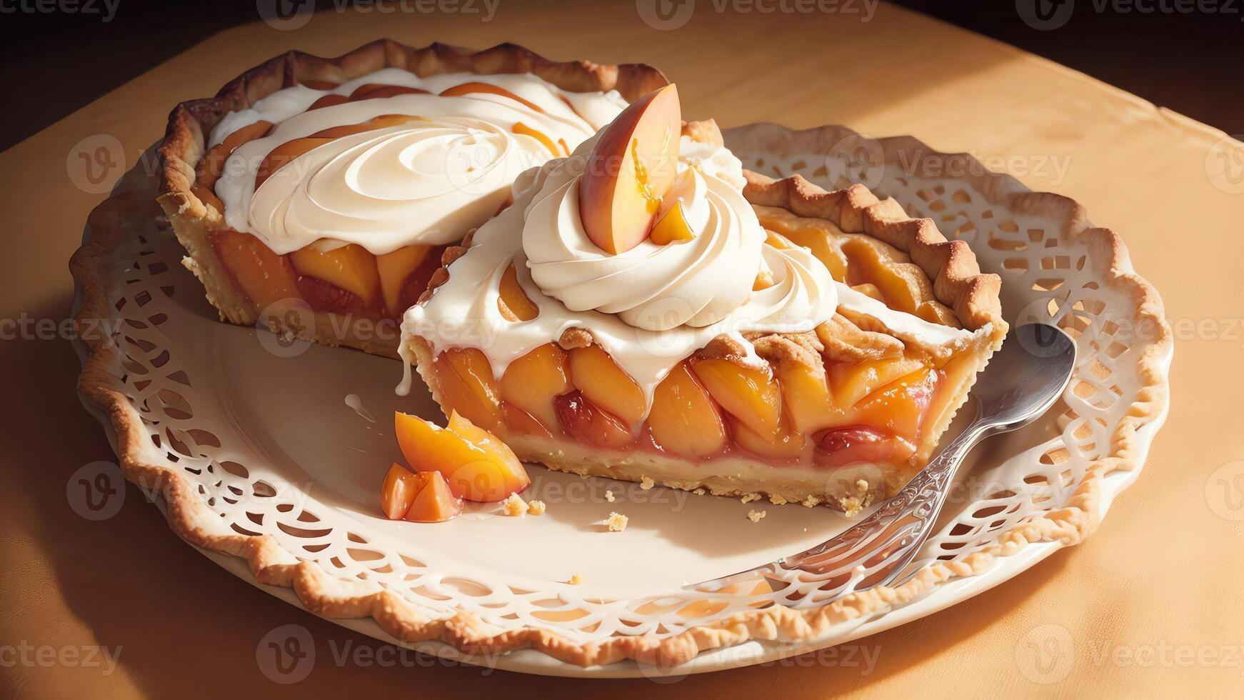 Golden Delight A Scrumptious Peach Pie to Celebrate National Eat a Peach Day. . photo