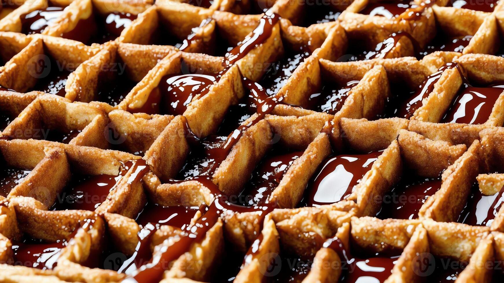 Caramel Apple Waffle Delight. AI Generated. photo