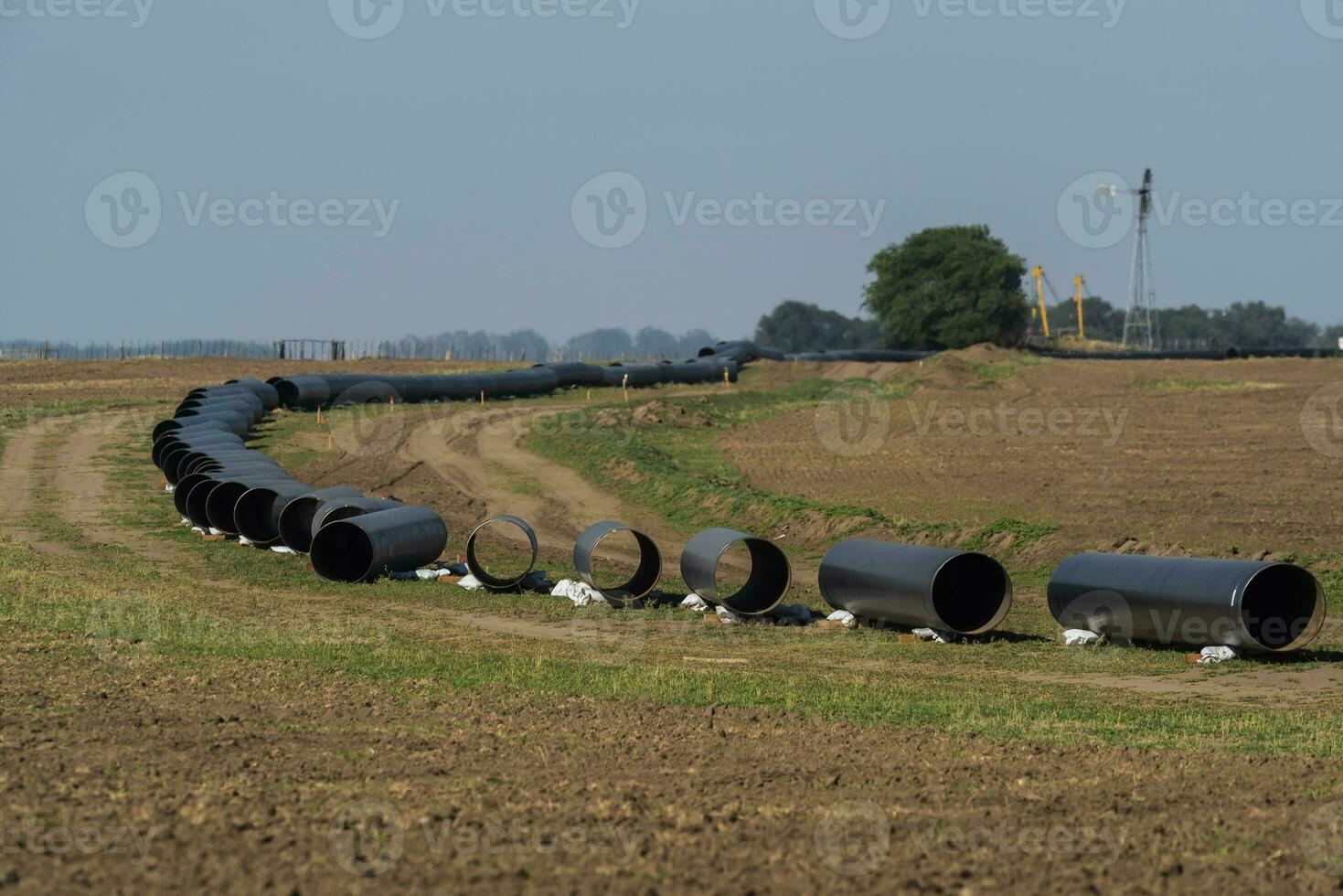 Gas pipeline construction, La Pampa province , Patagonia, Argentina. photo