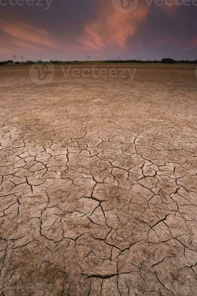Cracked earth, desertification process, La Pampa Province, Patagonia, Argentina. photo