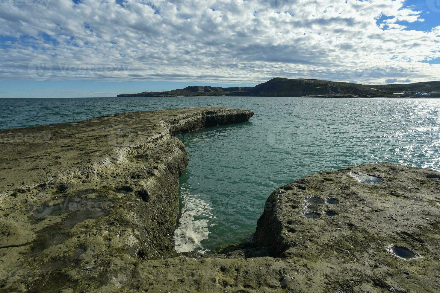 Coastal landscape with cliffs in Peninsula Valdes, World Heritage Site, Patagonia Argentina photo